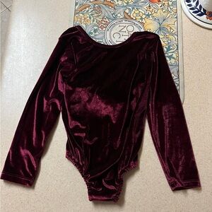 Bailey’s Blossoms Girls Velvet Burgundy Long Sleeve Bodysuit - 5T Christmas